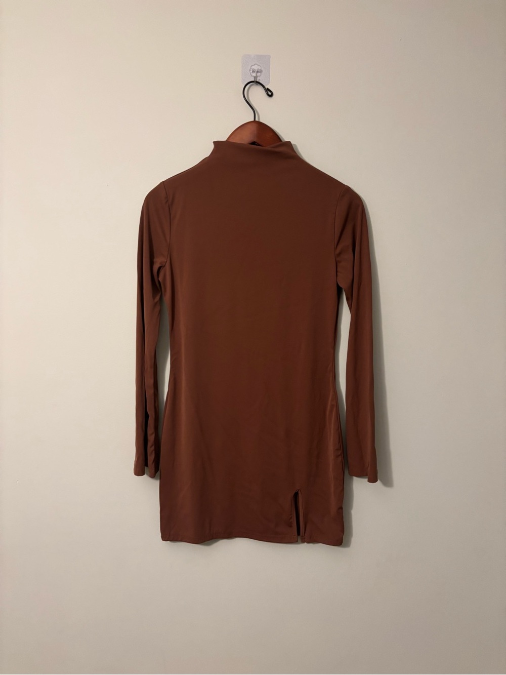 Source Unknown Rust Brown Long Sleeve Mock Neck Dress